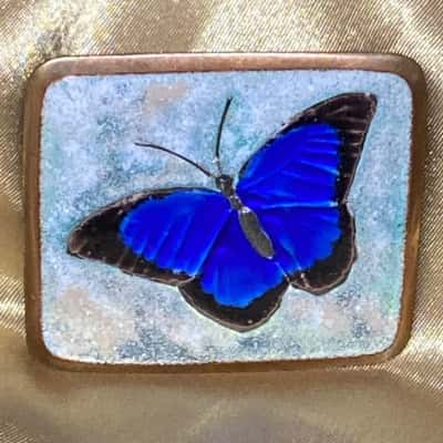 Vintage ALLAN HEYWOOD Enamel Butterfly Brooch 