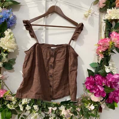 Morrison Womens  Size 14 Party Top Sleeveless Top Brown 