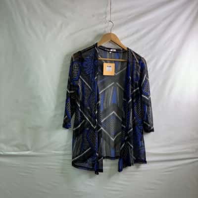Noni B Womens Size S Sheer Cardigan x2 Black  / Blue / Pattern / White 