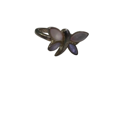  Womens Butterfly Ring Silver 925 Pink  / Purple 