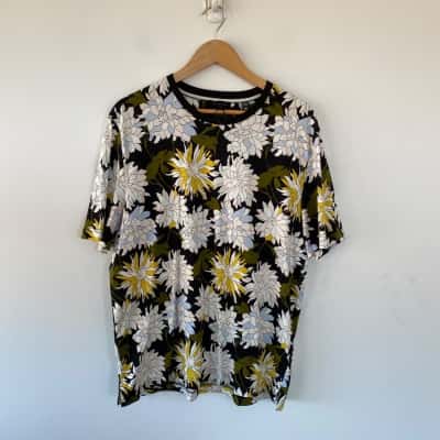 Ted Baker Black Floral Regular Fit Short Sleeve T-shirt Size 5 