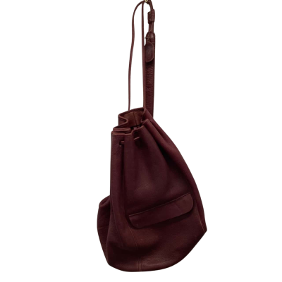 L.L.Bean Vintage Leather Maroon Drawstring Bucket Bag