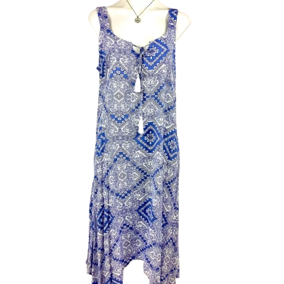 Rockmans Womens Casual Strappy Dress Blue / White - Size 12 