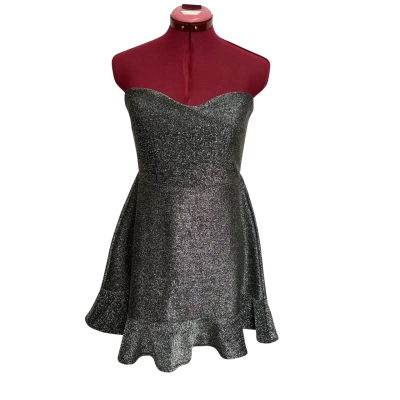  Womens  Size 12 Cocktail Dress / Strapless Dress Black  / Silver 