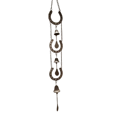 Very Rustic Horseshoe & Bells Iron Wind Chime 113cm Long - See Pics For Style  (JK1)