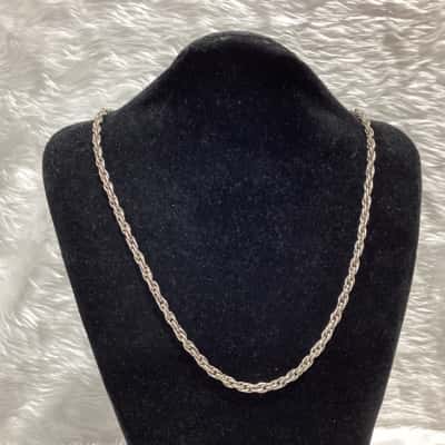  Womens Vintage Silver tone Chain Necklace 