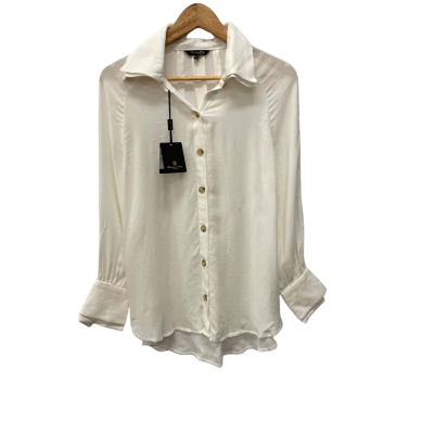 Massimo Dutti Womens  Size 8 Long Sleeve Shirt Cream 