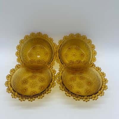 Vintage 'Masserini Borocco' Amber Glass Bowls [S#6]
