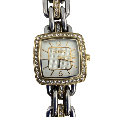 Fossil Vintage Womens Two Tone Watch with Rhinestones (Needs new Battery)