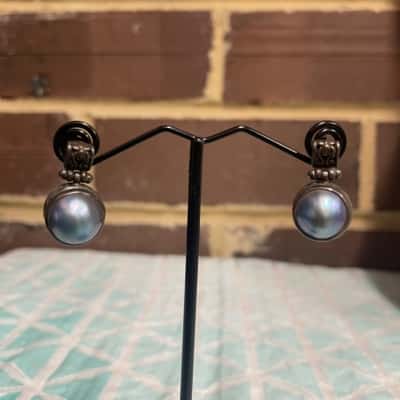 Womens 925 Silver Pearl Earrings