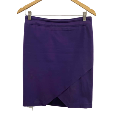 Review Womens  Size 10 Pencil Asymmetrical Hemline Skirt Purple 