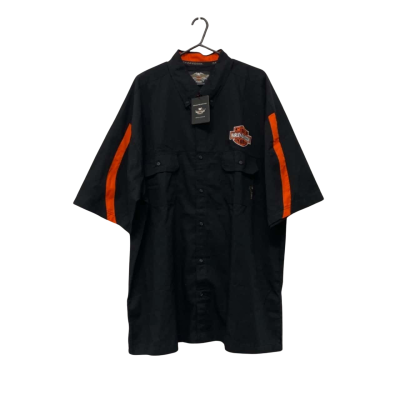 BNWT Harley Davidson Mens Button Up Shirt Size XXXXL Black/Orange