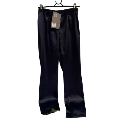 Womens Stretch Satin Side Zip Pants Size 14 Navy
