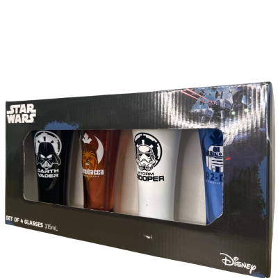 Set of 4 Star Wars 315ml Glasses BNWT in Box