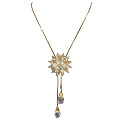  Womens Crystal Flower Necklace Ajustable