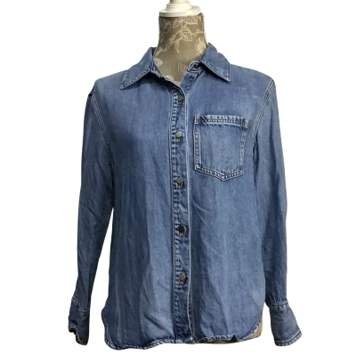 Country Road Womens  Size 6 Blue Denim Button Up Collared Top 