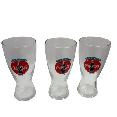 3 x Vintage 425mL Coca-Cola Glasses