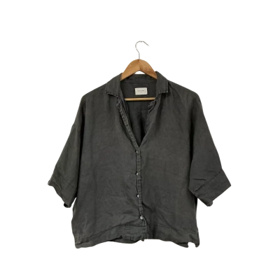 Nude Lucy Size XS 100% Linen Grey Button Up Top