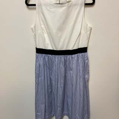Kate Spade Womens  Size 10 Party Dress / Shoestring Strap Dress Blue / Striped / White 