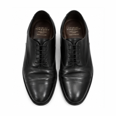 Charles Tyrwhitt Black Leather Cap-Toe Dress Shoes – UK Size 7 F