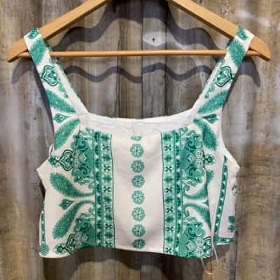 Billy J Paros Top Green Aztec Size 8 