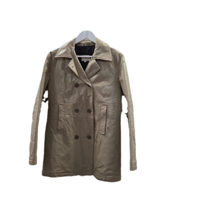 Calvin Klein Mens M Beige Leather Jacket 