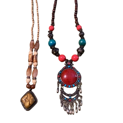 2 X boho style necklaces Multicoloured 