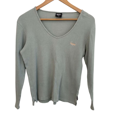  Womens  Size 10 V-Neck Top Light Green 