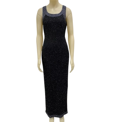 Mr K  Womens  Size 10 Vintage beaded Cocktail Dress / Floral Dress Black  