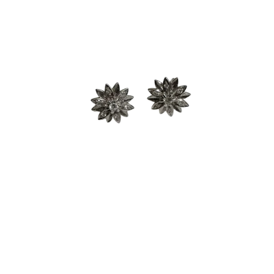 Silver Earrings Flowers Stamped 925