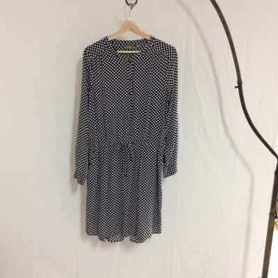 Sussan Women's  Size 12 Long Sleeve Dress Black  / Polka Dot / White 