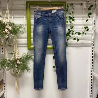 AJ Armani Womens Lily Blue Skinny Stretch Jeans Size 28