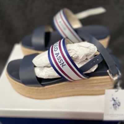  Womens  US Polo Assn Size 41 Wedges Blue 