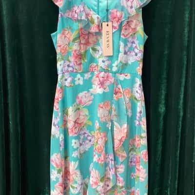 BNWT Review Womens  Size 10 Floral Dress / Sleeveless Dress  Multicoloured / Teal 