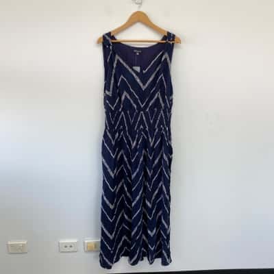 Autograph Navy Blue Beautiful Blues Maxi Dress Size 20