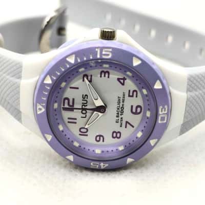 Womens/Kids Lorus Analogue Quartz Watch With Silicone Strap Complete With Booklets In Gift Presentation Box