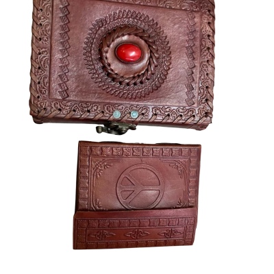 2 x leather bound hand made journals sketch books recycled paper