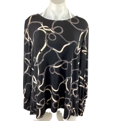 Liz Jordan - Black Cuff Details Chain Knit Top (Size L)