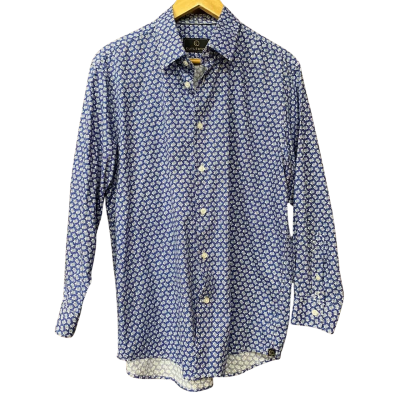Cutler & Co Mens Size XL Blue/White Turtle Printed Shirt 