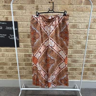 Country Road Womens wide leg orange pattern pants Size 14 