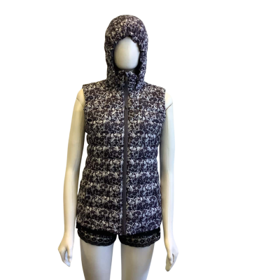 Macpac Women's Size 10 Zodiac Hooded Puffer Vest Black Pattern 