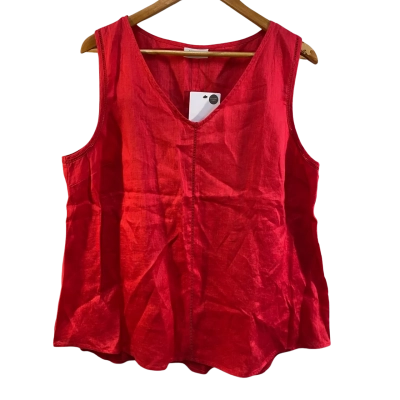 BNWT Sussan Womens Size 16 Sleeveless Linen Top Red 