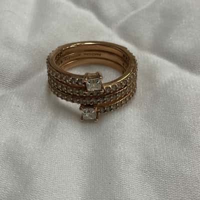 Pandora “Spiraling” Rose Gold Plate Ring with Cubic Zirconia 