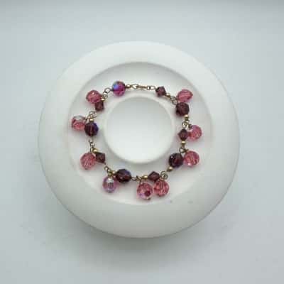 Pink & Purple Beaded 1/20 14K GP Bracelet