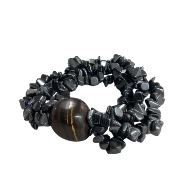 Hematite & Polished Iron Ore Stretch Bracelet 