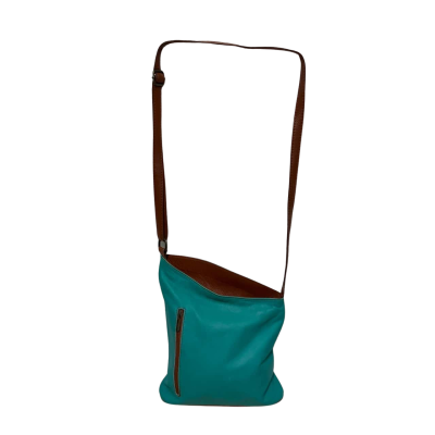  Made In Italy Womens Cross Body Bag Brown / Turquoise 