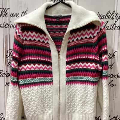 Talbots Womens  Size S Cardigan Cream / Green / Pattern / Pink  