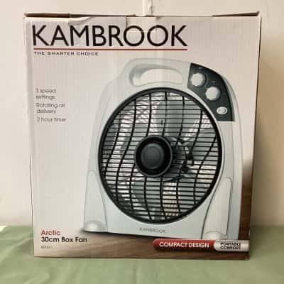 Kambrook Arctic 30cm Box Fan – KFF611 – 3 Speed, Timer, Rotate