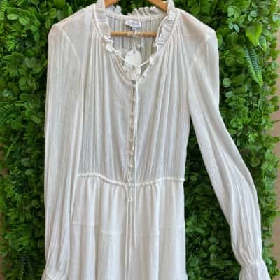 Sabo Skirt Womens  Size Plus Size Casual Dress / Long Sleeve Dress White 