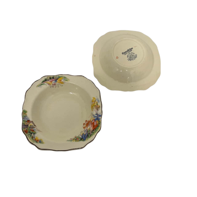 Vintage J&G Meakin Sunshine Soup Bowls England Hamd Painted Set of Two